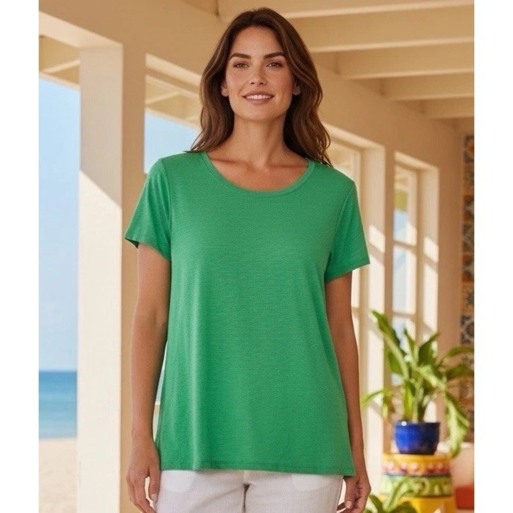 New Lilly Pulitzer Etta XS Scoop Neck Top Gustavia Green Size X Small Shirt RARE